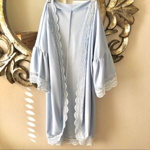 Boho Open Front Kimono Blue